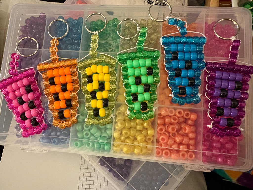 Boba Tea Pony Bead Keychains - all colors