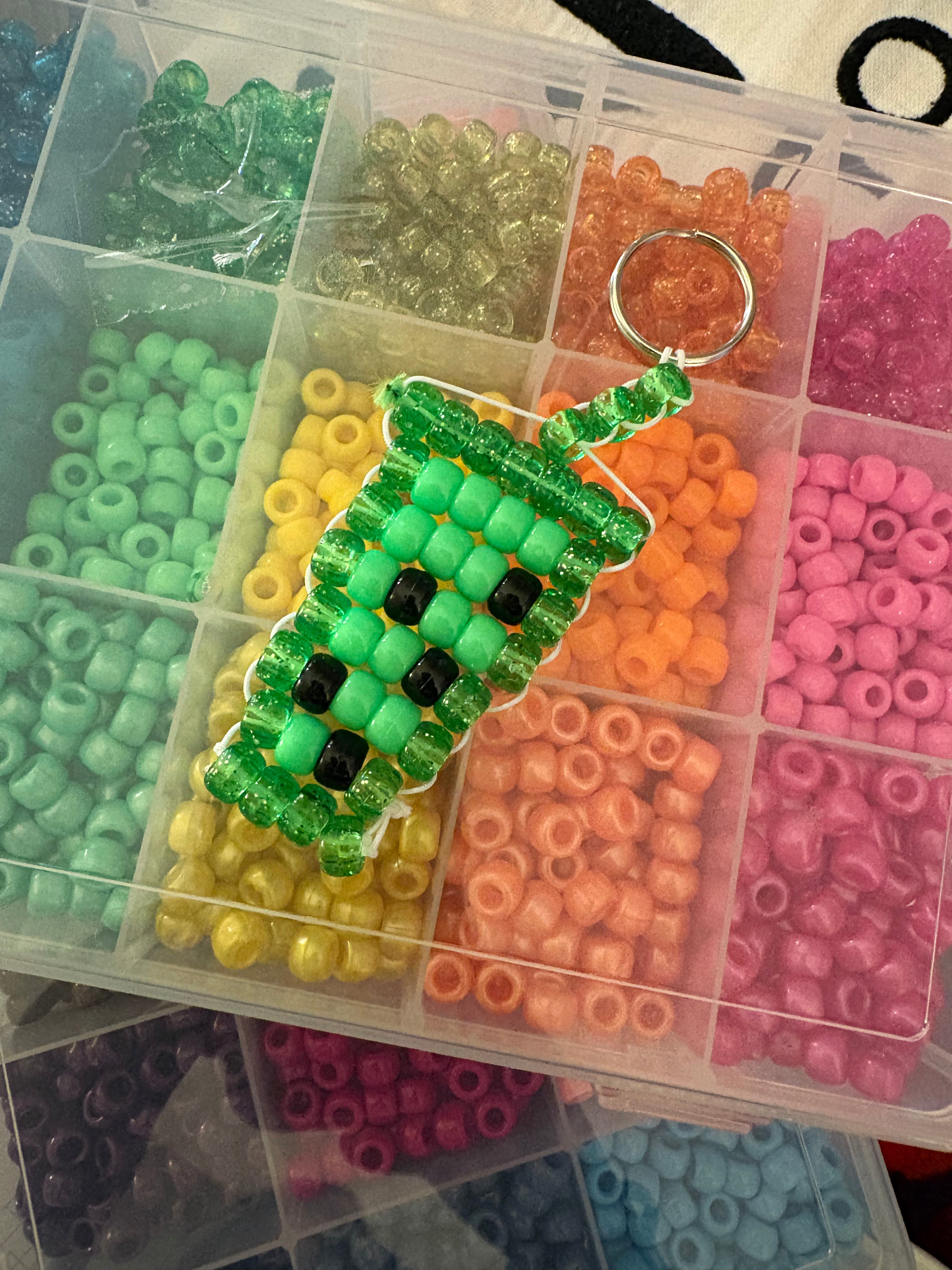 Green Boba Tea Pony Bead Keychain