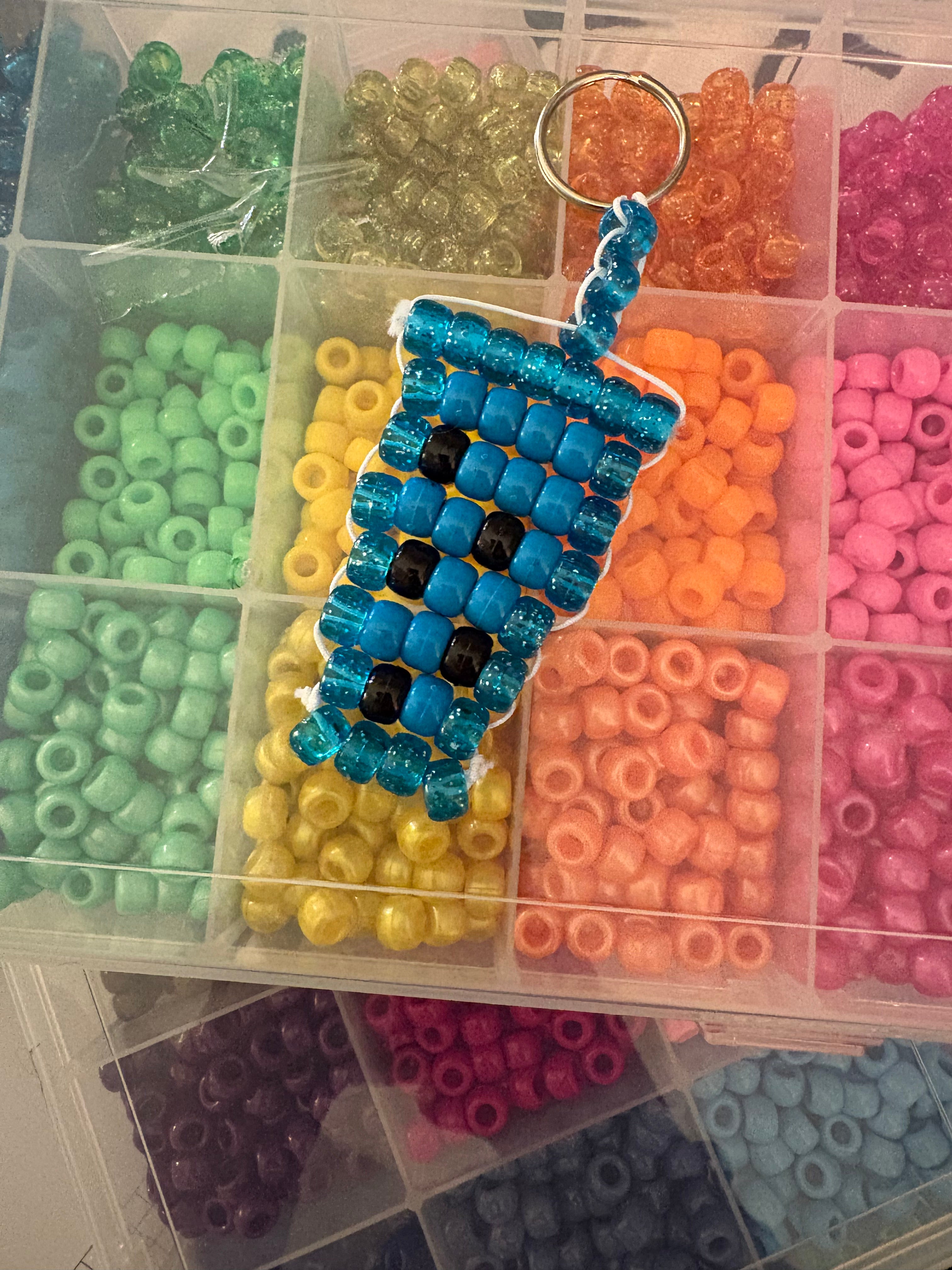 Blue Boba Tea Pony Bead Keychain