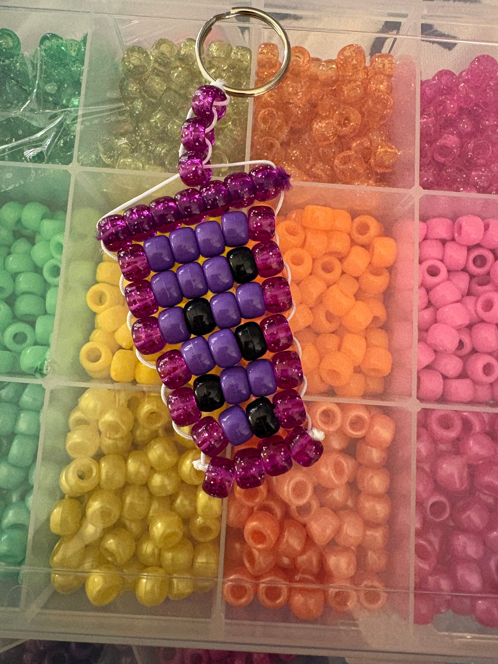 Purple Boba Tea Pony Bead Keychain