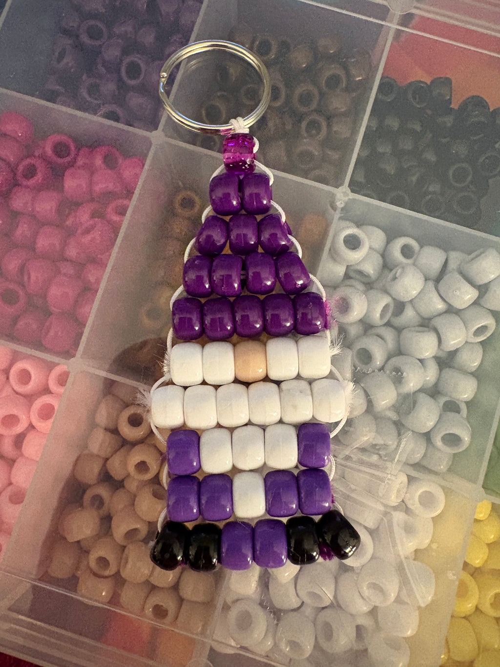 Orange beaded gnome keychain