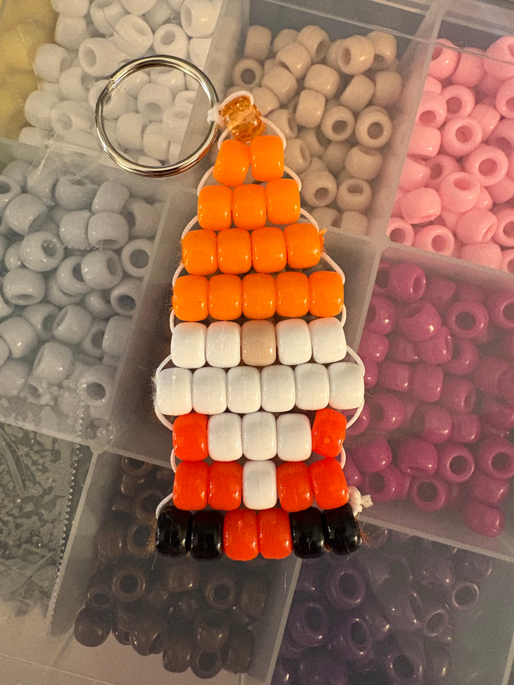 Yellow beaded gnome keychain