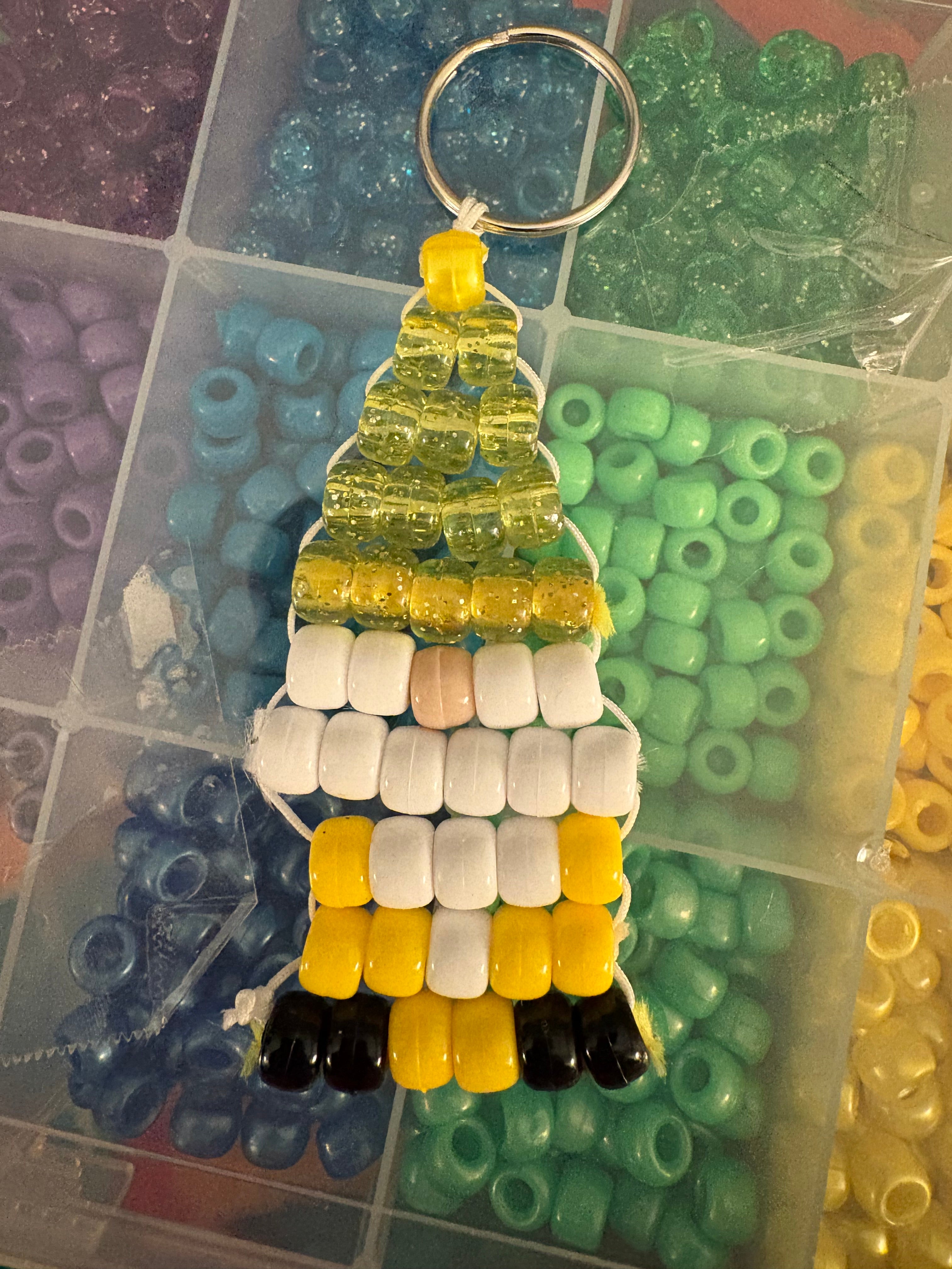 Gnome keychains flat lay arrangement