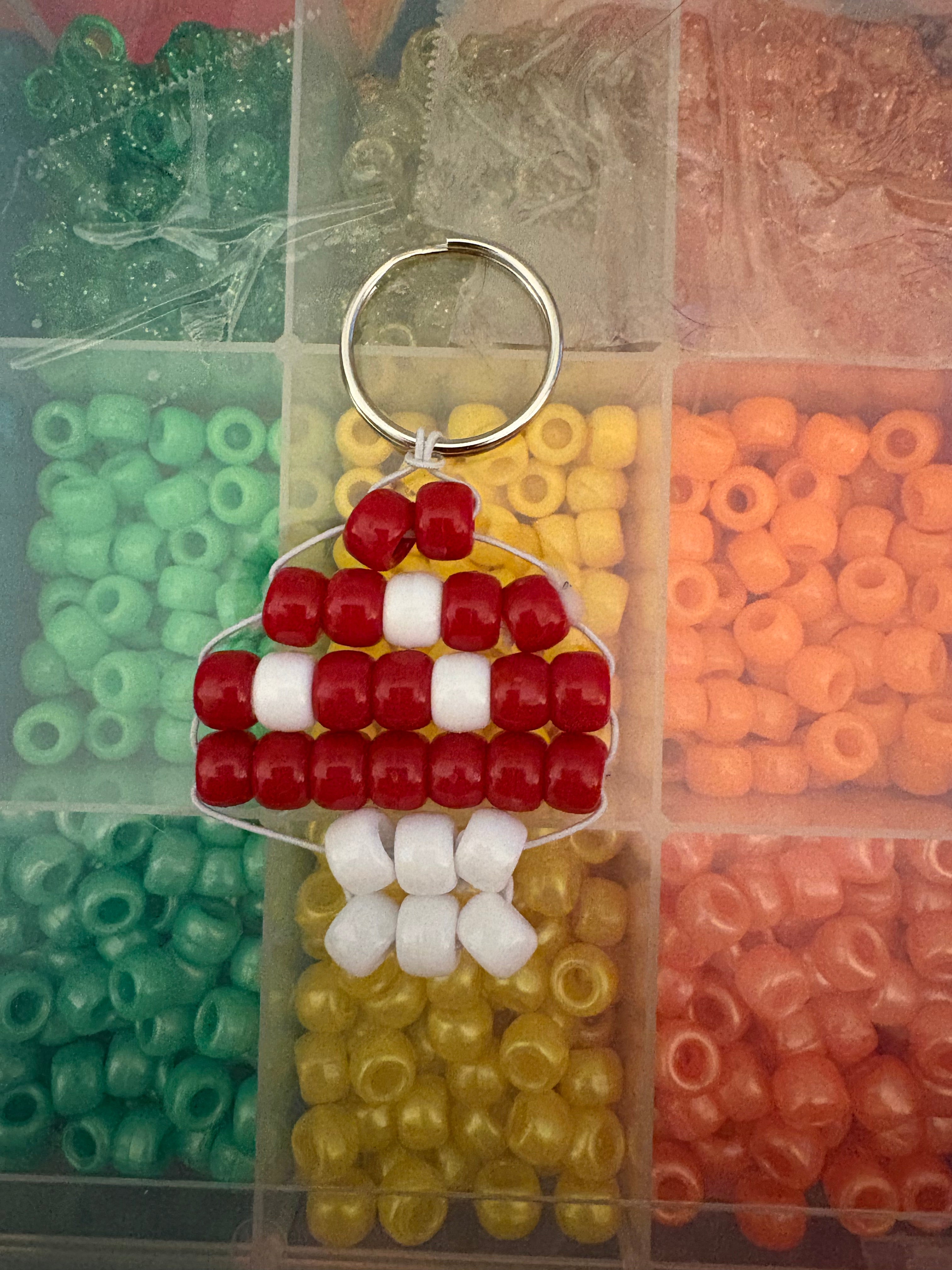 Handmade beaded mushroom keychain - original photo