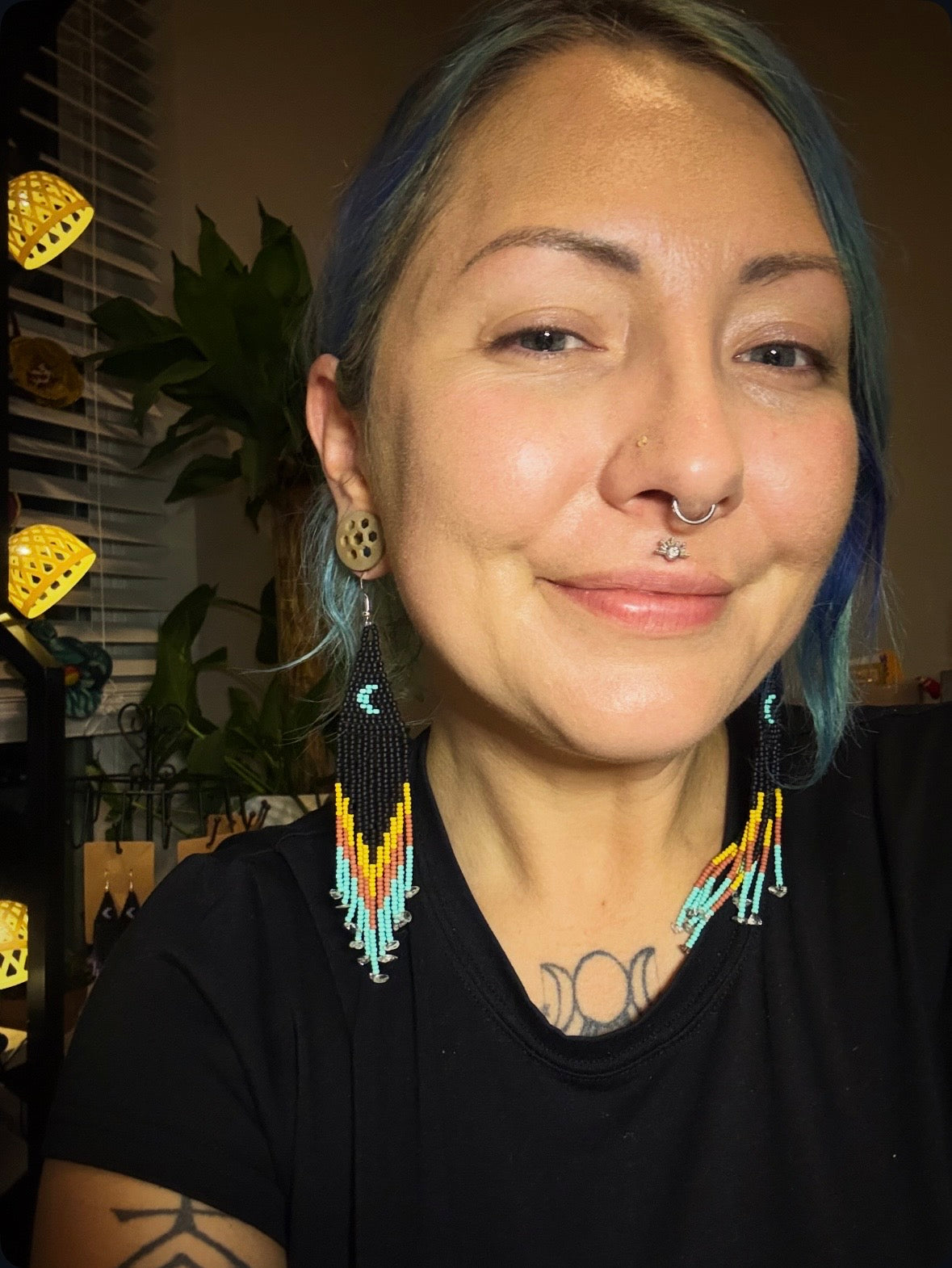 Red Road Moonrise earrings worn lifestyle photo
