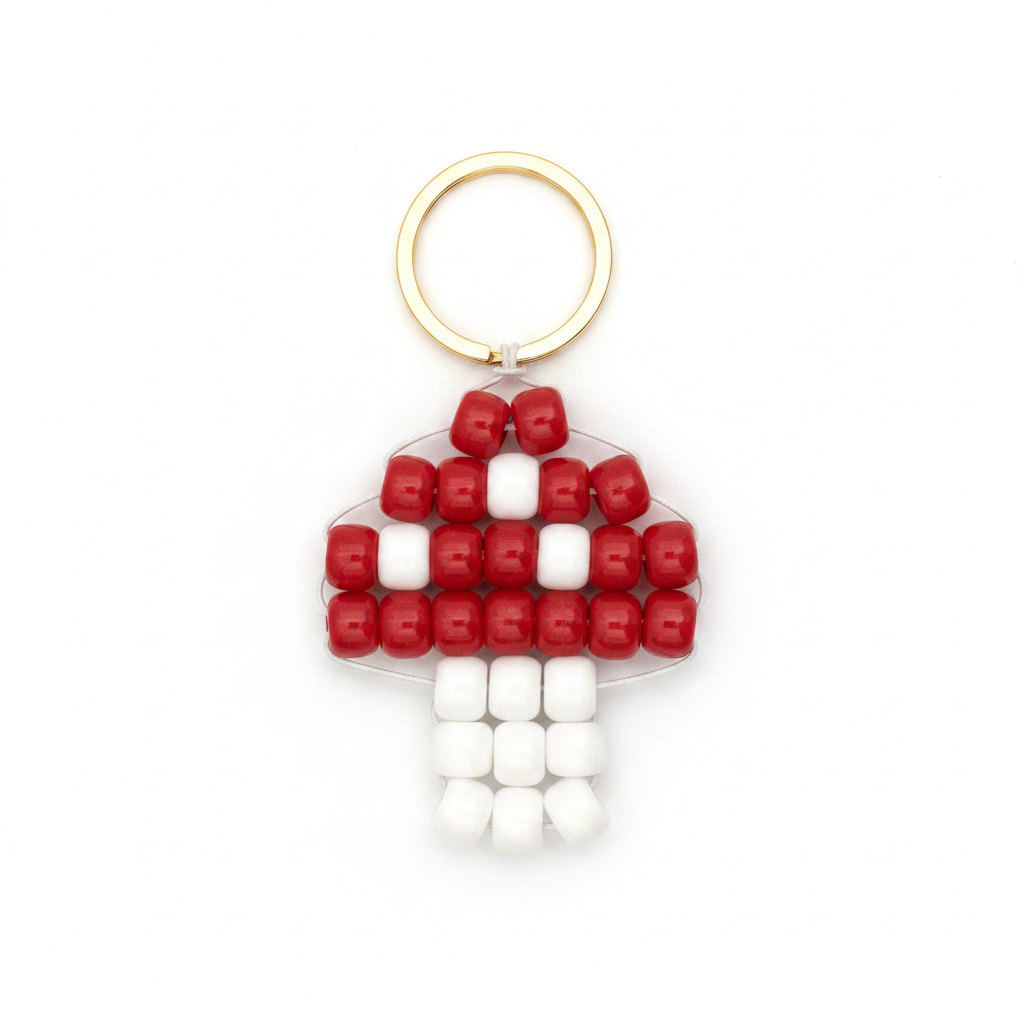 Beaded mushroom keychain professional product photo