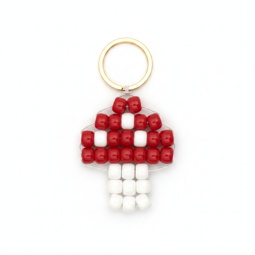 Beaded mushroom keychain professional product photo
